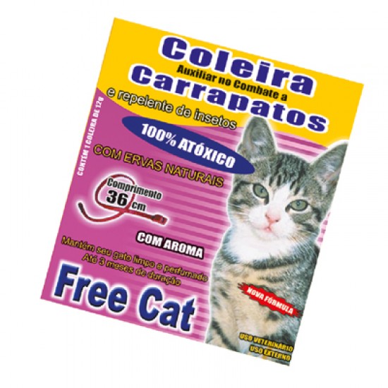 COLEIRA ANTI CARRAPATOS FREE CAT 36CM